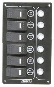 Switch Panel Control 6 Switch W/Led 6 Auto Fuses 120 X 195MMx 1.5MM Black Part No 31385