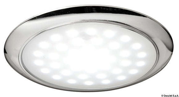 Ultra Flat LED Light Chromed Ring 12/24V 3W 130 Width 11 Depth Replacement For Jeanneau 143795 Number 13.408.02