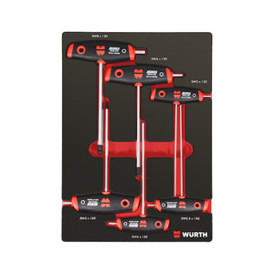 Wurth Cross Handle Hex key Set Of 6 Size 2.5 To 8.0 MM Part No 0965905510