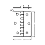Door Hinge 60X80 A2 S/S Part No 814802260-80