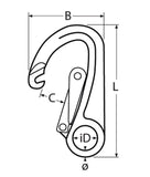 Safety Spring Hook With Double Locking Equipment 20MM Eye BL/KG 1400 Part No 8338410-110