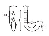 Coat Hook Stainless Steel 40MM Part No 814659440