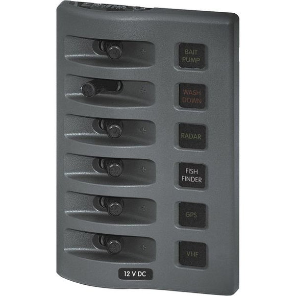 Blue Sea Waterproof Panel IP67 6 Way Switch Panel Grey 4306